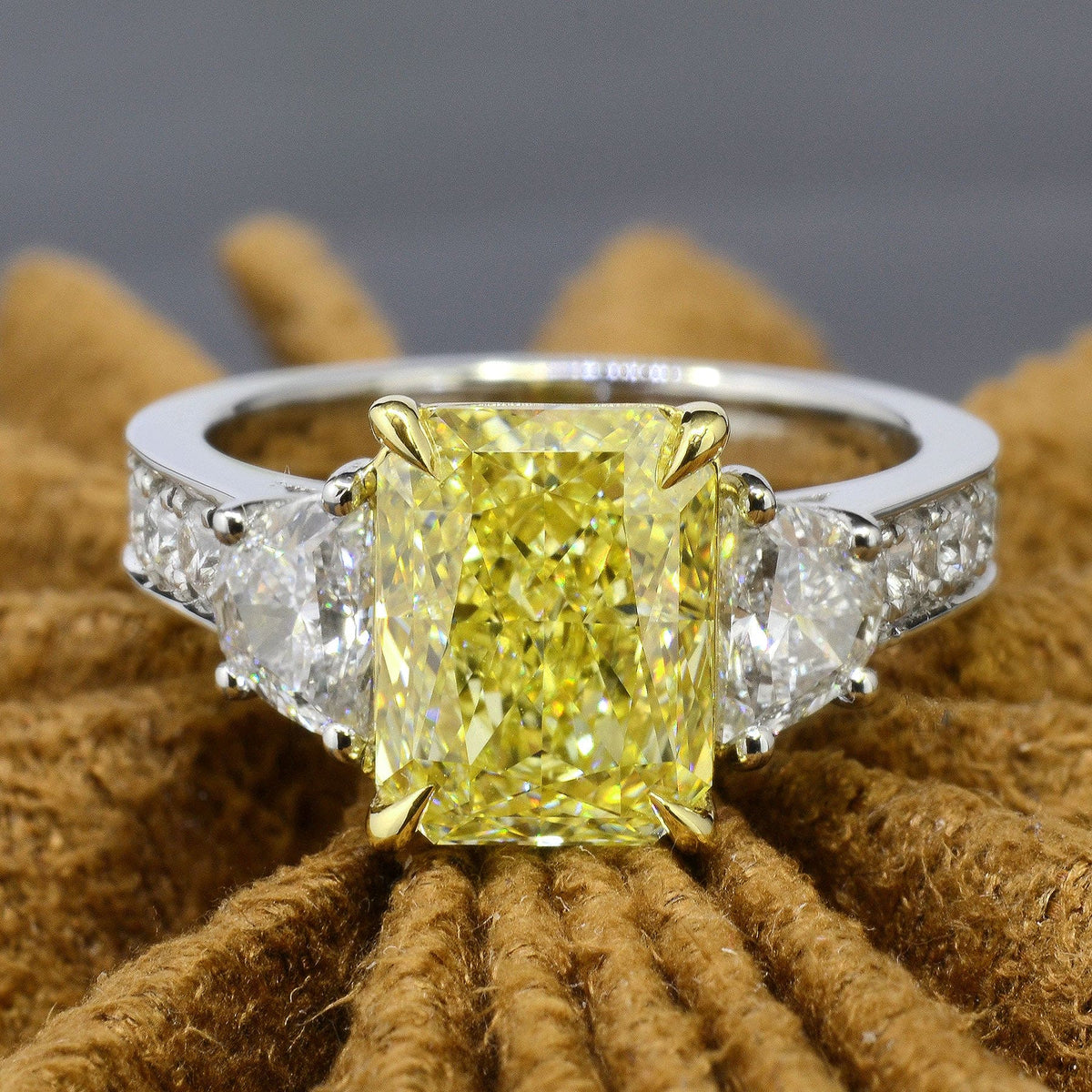 Yellow radiant cut engagement ring