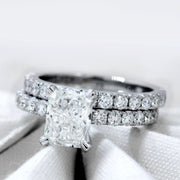 2.20 Ct. Radiant Cut Engagement Ring Set w Accents G Color VS1 GIA Certified