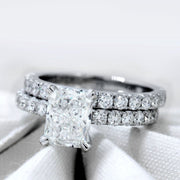 2.70 Ct. Radiant Cut Engagement Ring Set w Accents I Color VVS2 GIA Certified