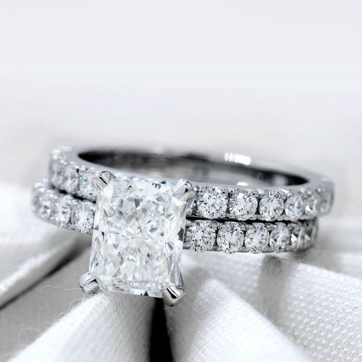 2 ctw radiant cut engagement ring set h color vs1 gia certified