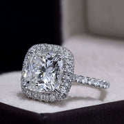 3.55 Ct. Cushion Cut Halo Pave Engagement Ring F Color VS2 GIA Certified