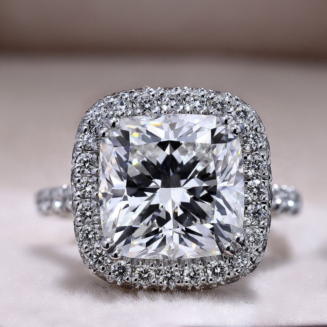 3.40 Ct. Cushion Cut Halo Engagement Ring G Color VS1 GIA Certified