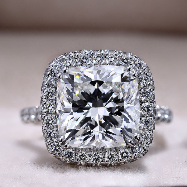 3.40 Ct. Cushion Cut Halo Engagement Ring G Color VS1 GIA Certified