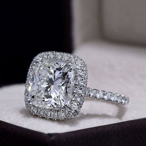 3.40 Ct. Cushion Cut Halo Engagement Ring G Color VS1 GIA Certified