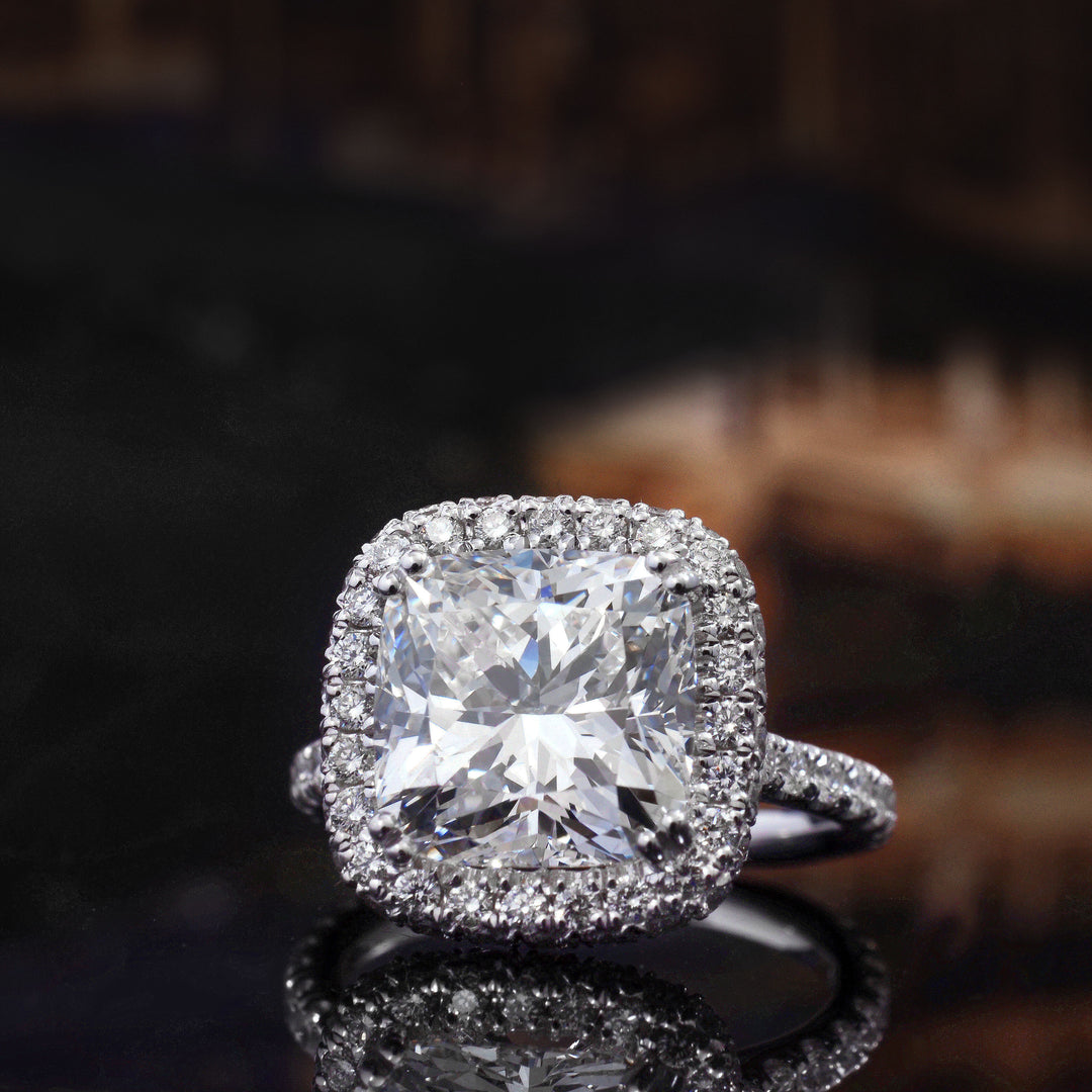 3.40 Ct. Cushion Cut Halo Engagement Ring G Color VS1 GIA Certified