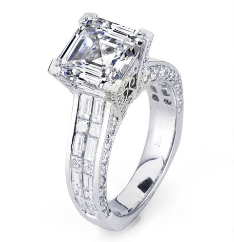 5.31 Ct. Asscher Cut Diamond Engagement Ring H,VVS1
