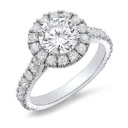 2.10 Ct. Halo Round Cut U-Setting Diamond Engagement Ring F,SI2
