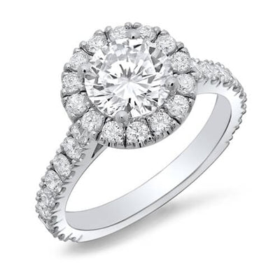 3.92 Ct. Halo Round Cut U-Setting Diamond Engagement Ring I,SI2 GIA