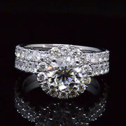 2.95 Ct. Halo Round Cut Diamond U-Setting Engagement Ring Set H.VS2 GIA