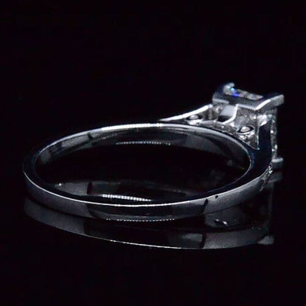 Custom princess cut engagement ring profile view