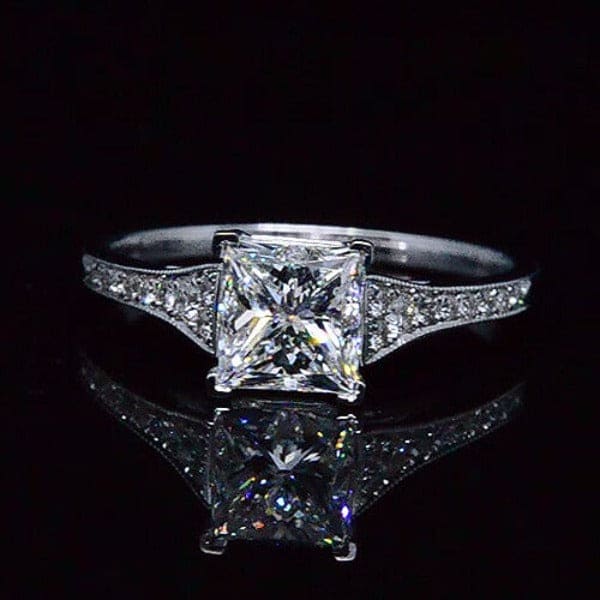 Custom princess cut engagement ring