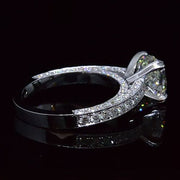 3.37 Cushion Cut Diamond Engagement Ring Round Cut Pave