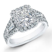 2.39 Ct. Halo Cushion Cut Diamond French Pave Engagement Ring J,VVS2 GIA
