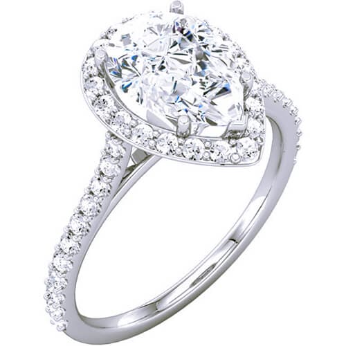 Halo Pear Cut Diamond Engagement Ring Set