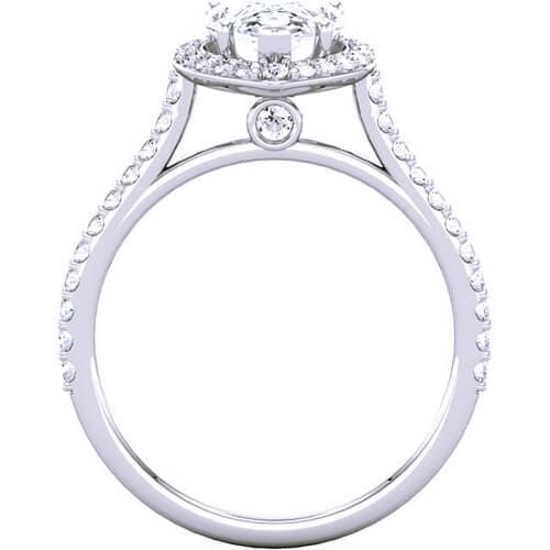 1.85 Ct. Pear Cut Diamond Halo Engagement Ring D,VS2 GIA