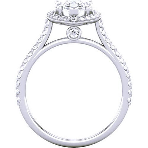 1.85 Ct. Pear Cut Diamond Halo Engagement Ring D,VS2 GIA