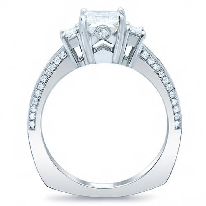 Emerald cut diamond ring profile view