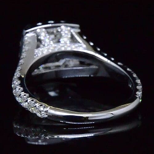 Asscher cut split shank halo engagement ring side profile