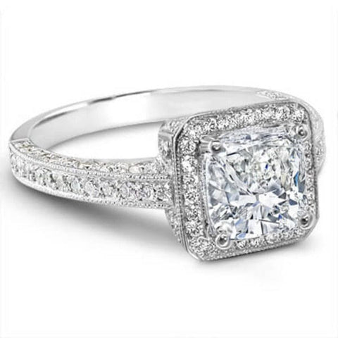 Pave Square Halo Cushion Engagement Ring