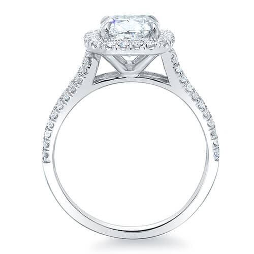 Cushion Halo Split Shank Engagement Ring Side Profile