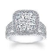 French Pave Halo Engagement Ring