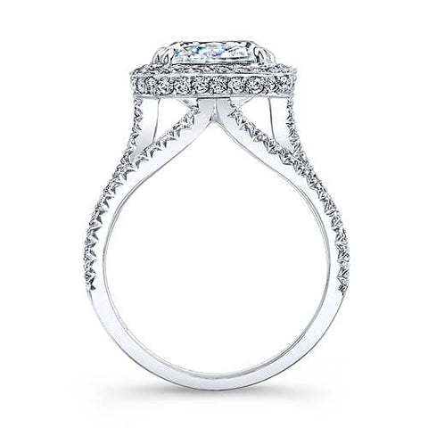 Halo Cushion Cut Split Shank Engagement Ring Profile View