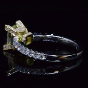 Cushion Cut Fancy Yellow Diamond Engagement Ring Side Profile