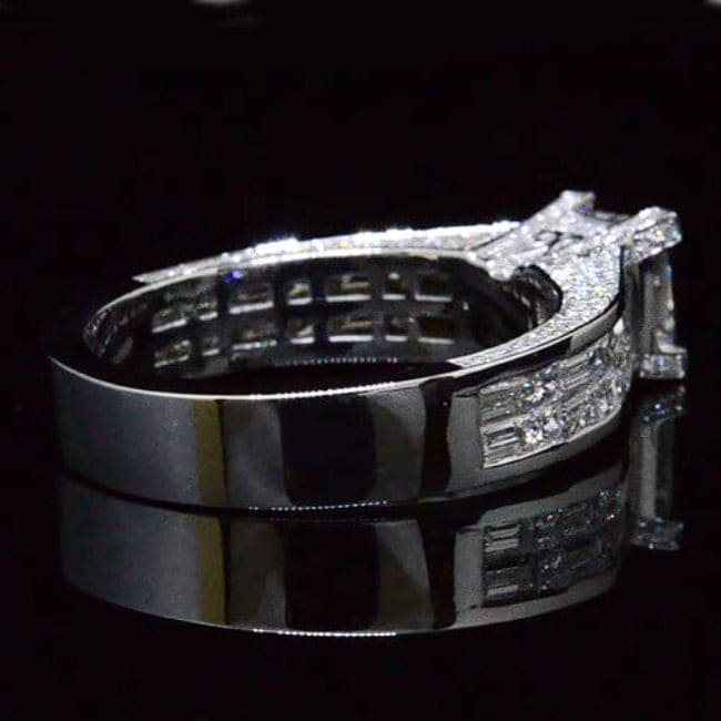 Wide shank asscher cut engagement ring side profile