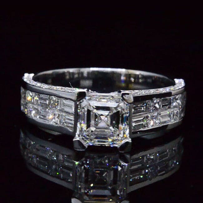 Wide shank asscher cut engagement ring