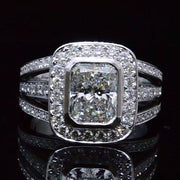 3.14 Ct. Radiant Cut Diamond Engagement Ring Bezel Setting I,VS1 GIA