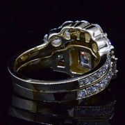 Halo Asscher Cut Engagement Ring Set Profile