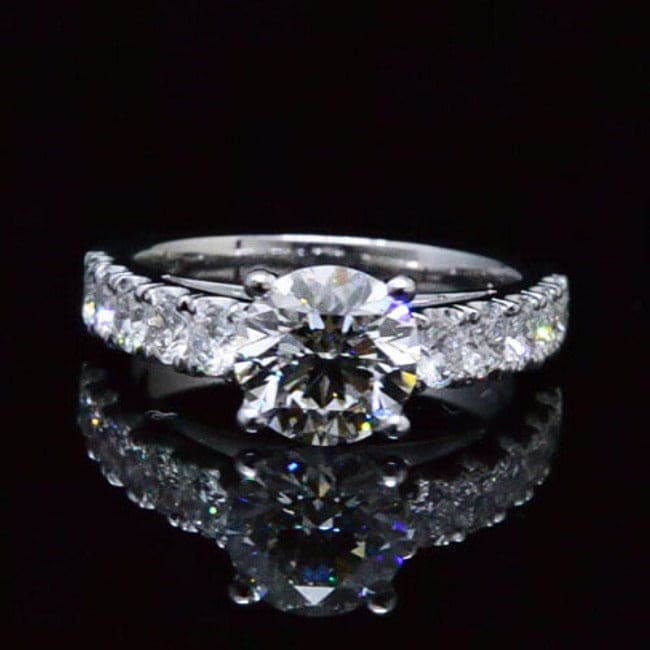 Euro shank engagement ring with accents