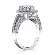 2.11 Ct. Pave Halo Cushion Cut Diamond Engagement Ring G,SI1 GIA