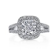 2.11 Ct. Pave Halo Cushion Cut Diamond Engagement Ring G,SI1 GIA