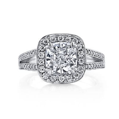 2.30 Ct. Pave Halo Cushion Cut Diamond Engagement Ring F,VS1 GIA