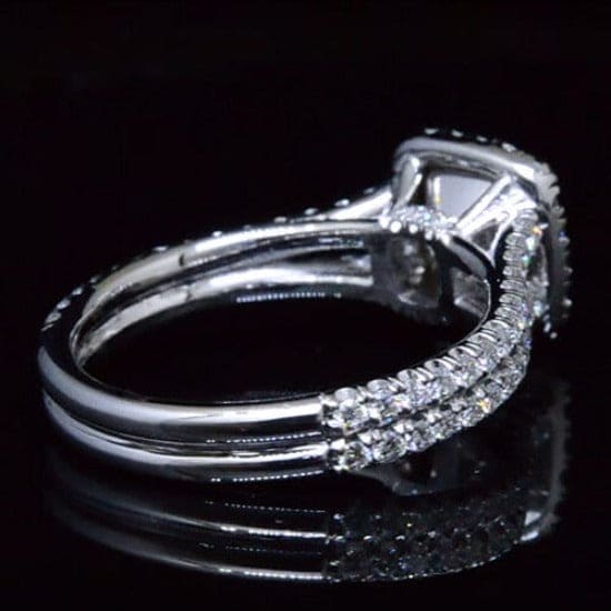 Fancy yellow halo engagement ring side profile