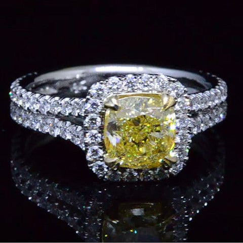 Fancy Yellow Halo Engagement Ring