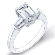 1.51 Ct. Emerald Cut & Baguettes Diamond Engagement Ring D,VVS2 GIA