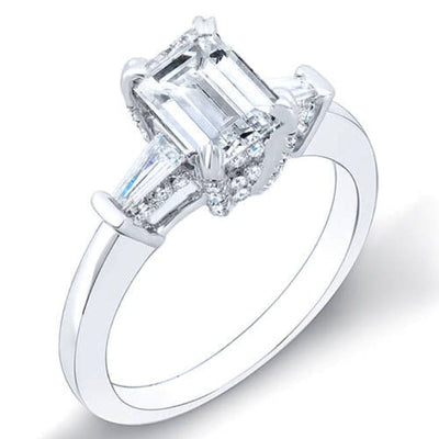 1.88 Ct. Emerald Cut & Baguettes Diamond Engagement Ring I,VVS1 GIA