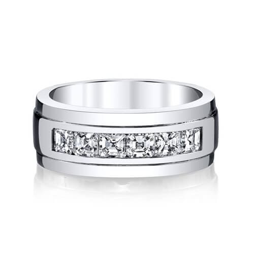 Men's asscher cut diamond ring
