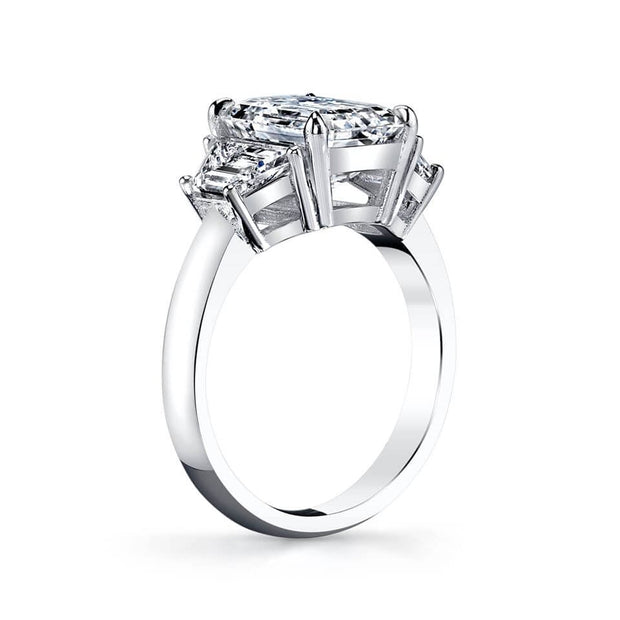 1.50 Ct. Emerald Cut & Trapezoid Three Stone Diamond Ring G,VVS2 GIA