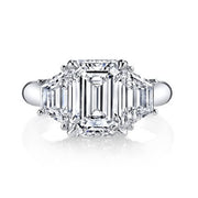 1.50 Ct. Emerald Cut & Trapezoid Three Stone Diamond Ring D,VS2 GIA