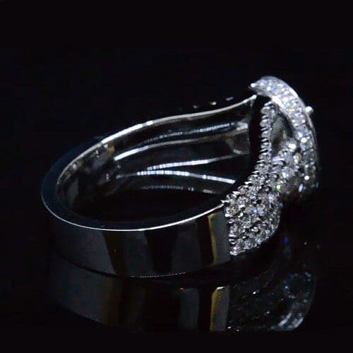 Halo split shank oval engagement ring