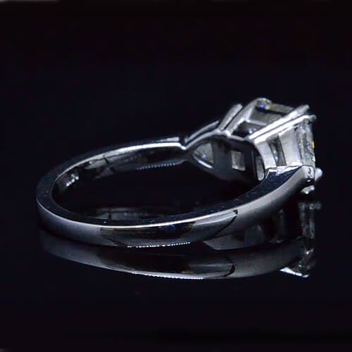  Stone Asscher Cut & Trillions Diamond Ring Side View