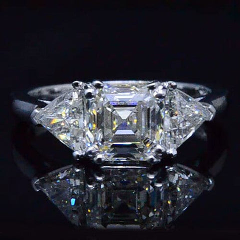  Stone Asscher Cut & Trillions Diamond Ring