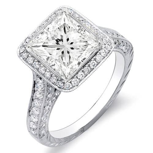  round cut one row halo diamond engagement ring f,vs1 gia