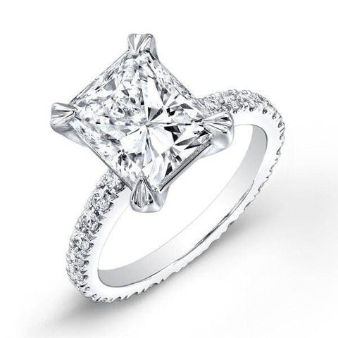 3.90 Ct. Radiant Cut Diamond Solitaire Eternity Engagement Ring H,VS1 GIA