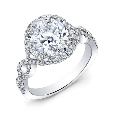 2.26 Ct. Halo Oval Cut Diamond Twist Shank Engagement Ring H,VS2 GIA
