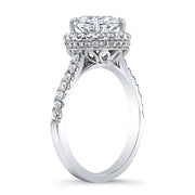 2.32 Ct. Halo Round Cut U-Set & Pave Diamond Engagement Ring H,VS1 EGL