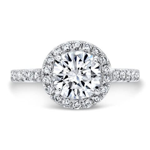 2.32 Ct. Halo Round Cut U-Set & Pave Diamond Engagement Ring H,VS1 EGL